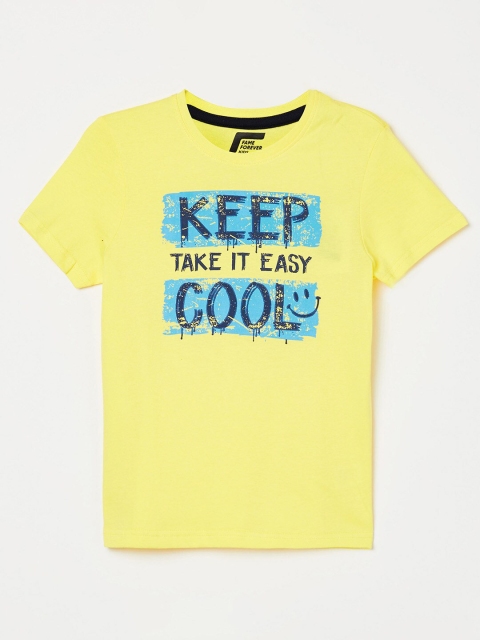 

Fame Forever by Lifestyle Boys Yellow and Blue Typography Printed T-shirt