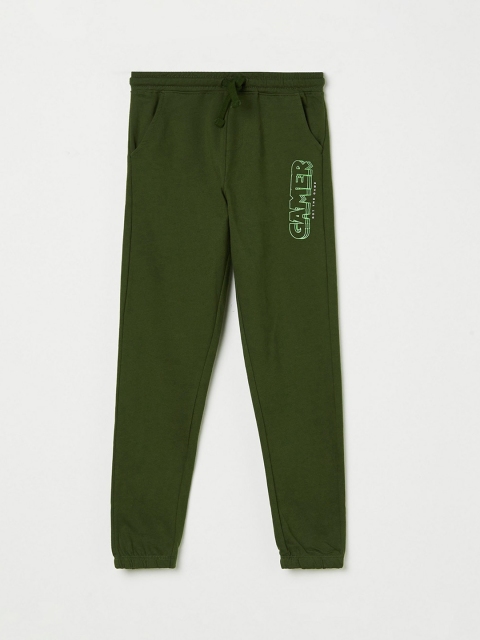 

Fame Forever by Lifestyle Boys Olive-Green Solid Slim-Fit Cotton Joggers