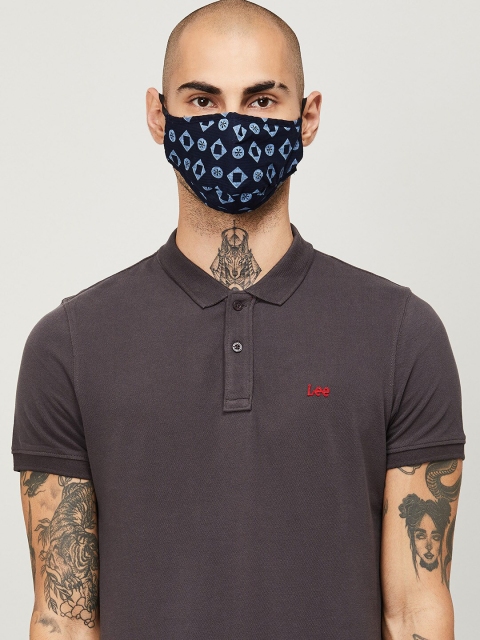 

CODE by Lifestyle Men Navy Blue Printed 2-Ply Reusable Cotton Cloth Masks