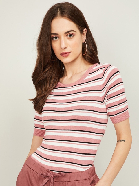

Bossini Pink & Black Striped Regular Top
