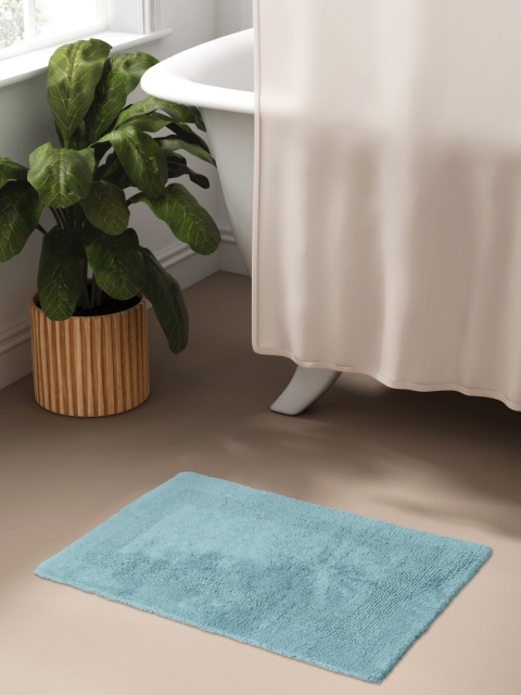 

Aura Blue Rectangular Patterned Cotton Bath Rug