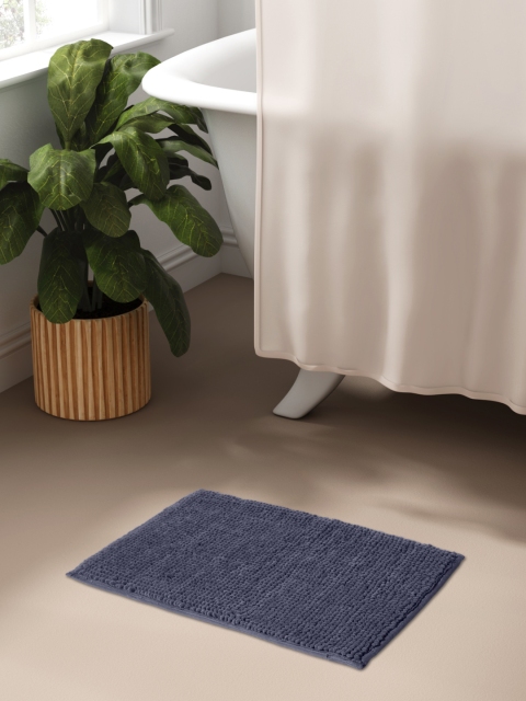 

Aura Navy Blue Patterned Bath Rug