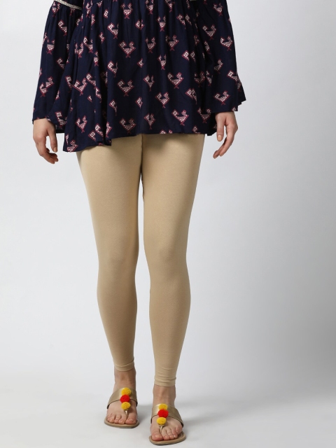 

GOLDSTROMS Women Nude Solid Cotton Ankle-Length Leggings
