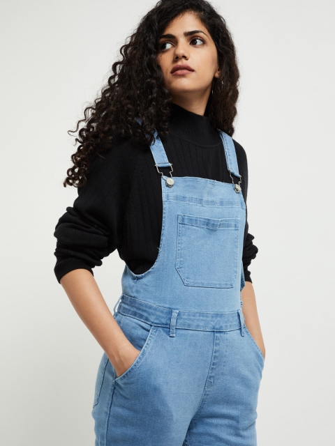 

max Women Blue Solid Dungarees