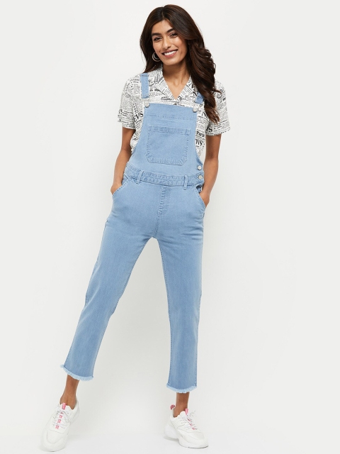 

max Women Blue Solid Dungarees
