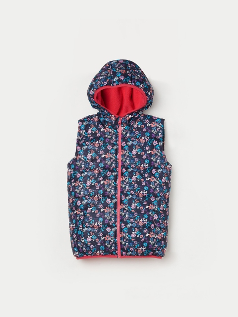 

Fame Forever by Lifestyle Girls Navy Blue Floral Printed Hooded Padded Jacket