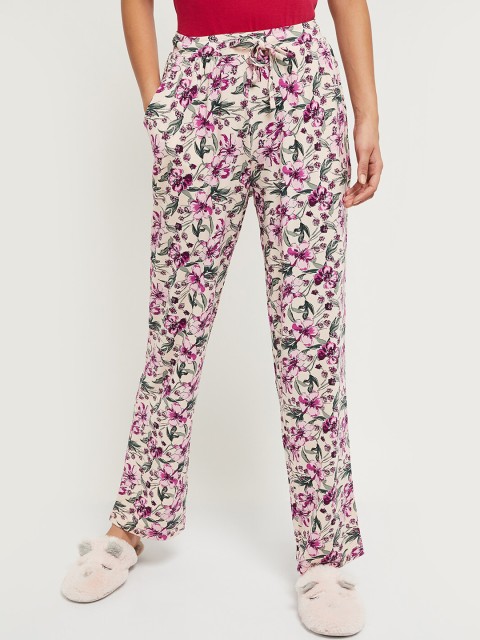 

max Women Pink & Cream Printed Lounge Pants