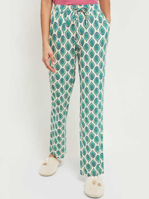 

max Women Blue & Cream Printed Lounge Pants