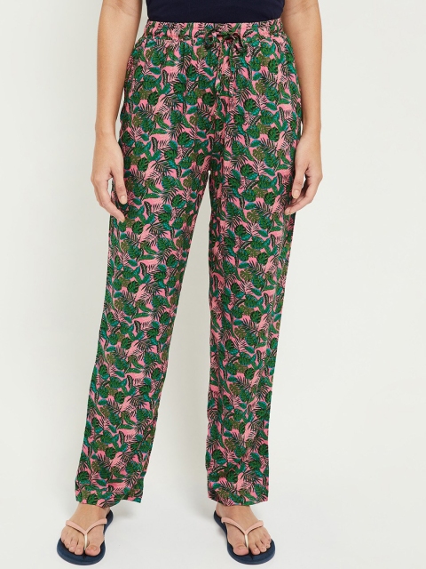 

max Women Green & Pink Printed Lounge Pant