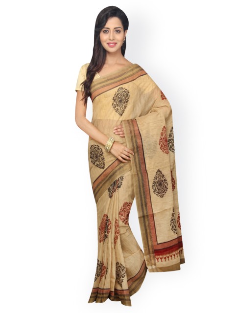 

Pavechas Beige Mangalgiri Printed Saree