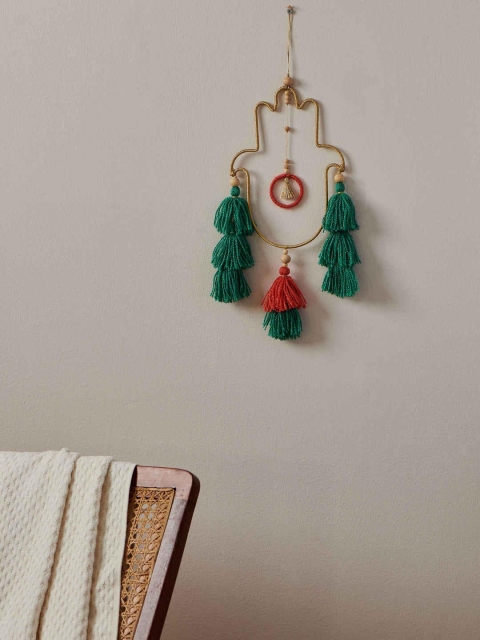 

Chumbak Green & Beige Solid Joyful Hamsa Dream Catcher