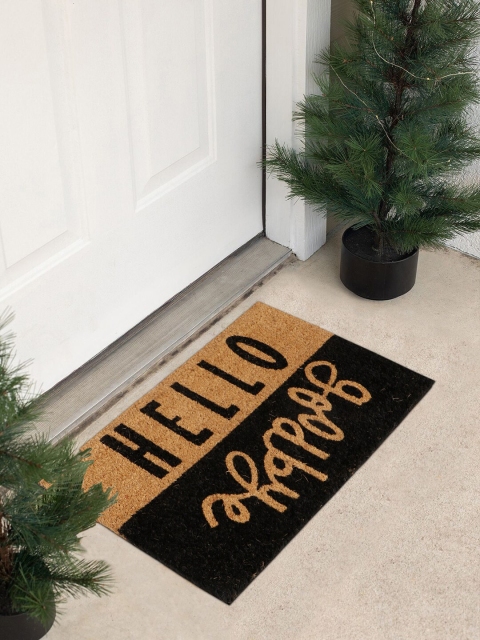 

HomeStorie Brown & Black Printed Natural Coconut Coir Anti-Skid Door Mat