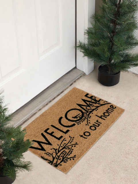 

HomeStorie Brown & Black Printed Natural Coconut Coir Anti-Skid Door Mat