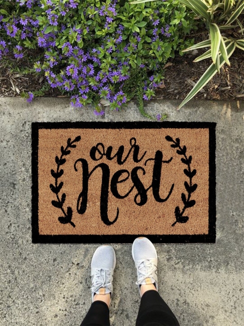 

HomeStorie Brown & Black Printed Anti-Skid Rectangular Doormat