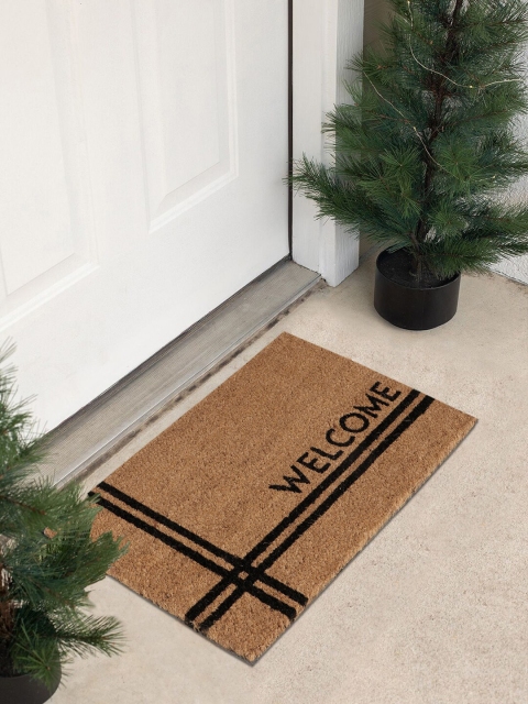 

HomeStorie Brown & Black Printed Natural Coconut Coir Anti-Skid Door Mat