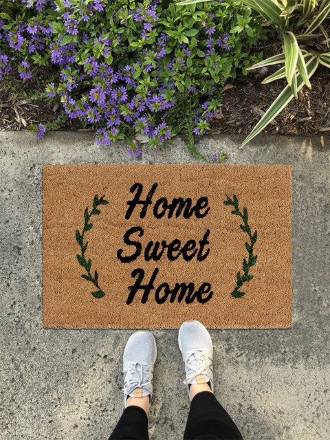 

HomeStorie Brown & Black Printed Natural Coconut Coir Anti-Skid Door Mat