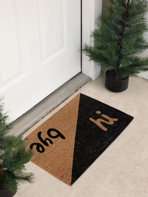 

HomeStorie Brown & Black Printed Natural Coconut Coir Anti-Skid Door Mat