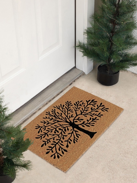 

HomeStorie Brown & Black Printed Natural Coconut Coir Anti-Skid Door Mat