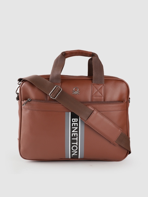 

United Colors of Benetton Unisex Brown Solid 15 Inch Laptop Bag with Printed Detail