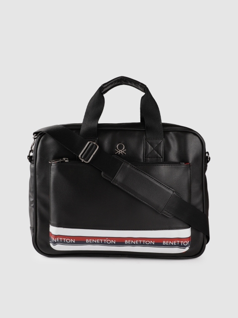 

United Colors of Benetton Unisex Black Solid 15 Inch Laptop Bag with Printed Detail