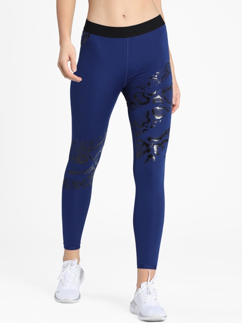

Puma Women Blue & Black Printed Training Tights