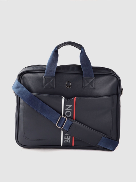 

United Colors of Benetton Unisex Navy Blue Brand Logo Print Messenger Bag