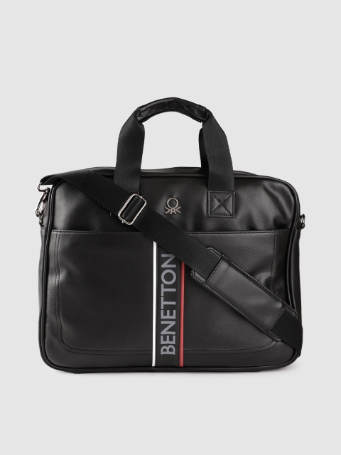

United Colors of Benetton Unisex Black 15 Inch Brand Logo Print Laptop Bag