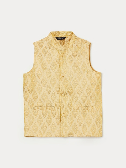 

Melange by Lifestyle Boys Gold Toned Woven Design Nehru Jacket