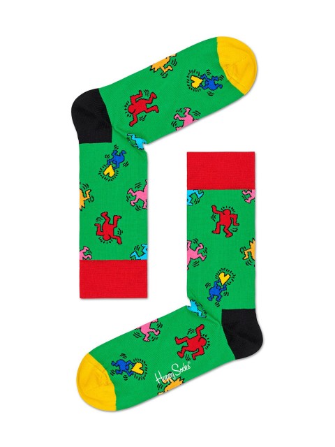 

Happy Socks Green & Red Keith Haring Dancing Patterned Above Ankle-Length Socks