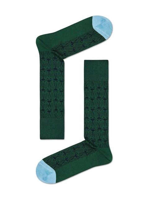 

Happy Socks Men Green Patterned Calf-Length Socks