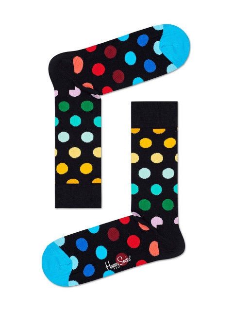 

Happy Socks Black & Yellow Big Dot Patterned Above Ankle-Length Socks