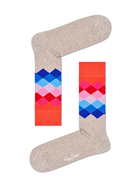 

Happy Socks Unisex Brown & Orange Patterned Calf-Length Socks