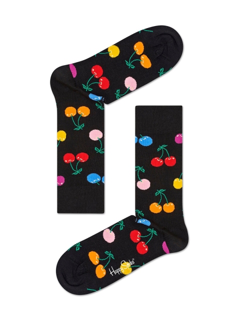 

Happy Socks Black & Red Patterned Above Ankle-Length Socks