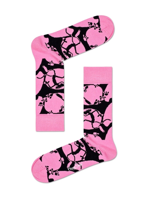 

Happy Socks Unisex Pink & Black Patterned Calf-Length Socks