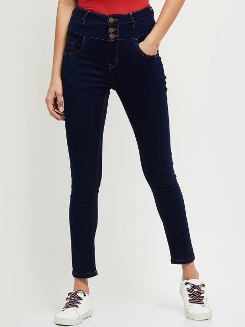 

max Women Navy Blue High-Rise Skinny Fit Jeans