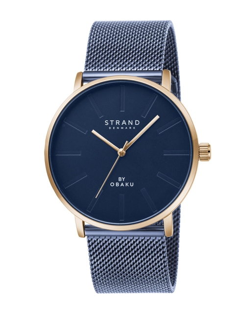 

STRAND BY OBAKU Men Blue Brass Dial & Blue Stainless Steel Bracelet Style Straps Analogue Watch S725GXVLML