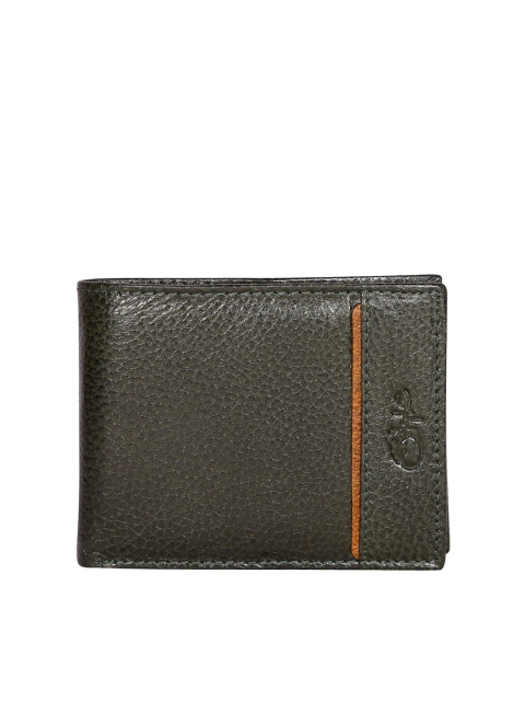 

Style SHOES Men Green Textured Leather Two Fold Wallet
