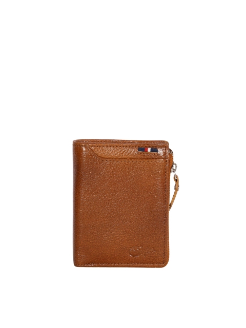 

Style SHOES Men Tan Textured Leather Zip Around Wallet