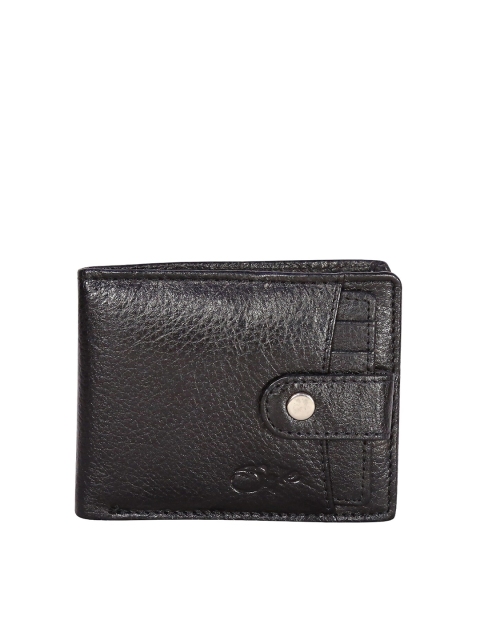 

Style SHOES Men Black Textured Leather Two Fold Wallet