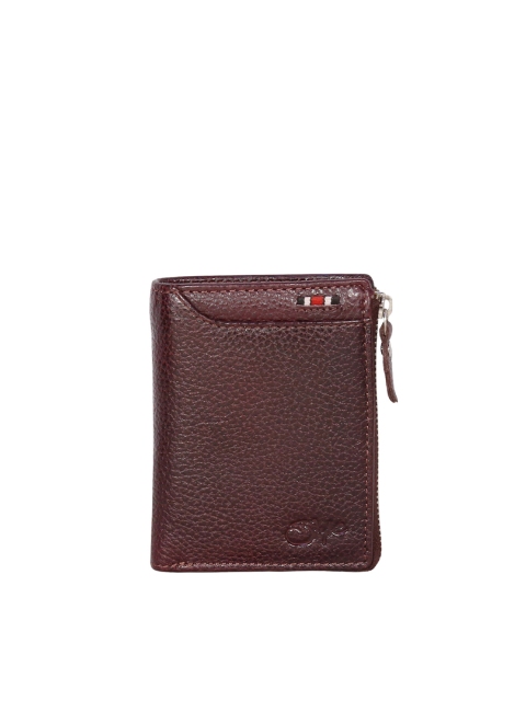 

Style SHOES Men Maroon Textured Leather Zip Around Wallet