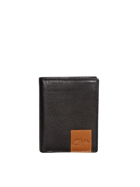 

Style SHOES Men Black & Brown Textured Leather Two Fold Wallet