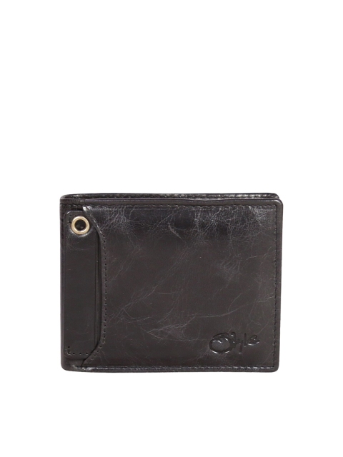 

Style SHOES Men Black Textured Leather Two Fold Wallet