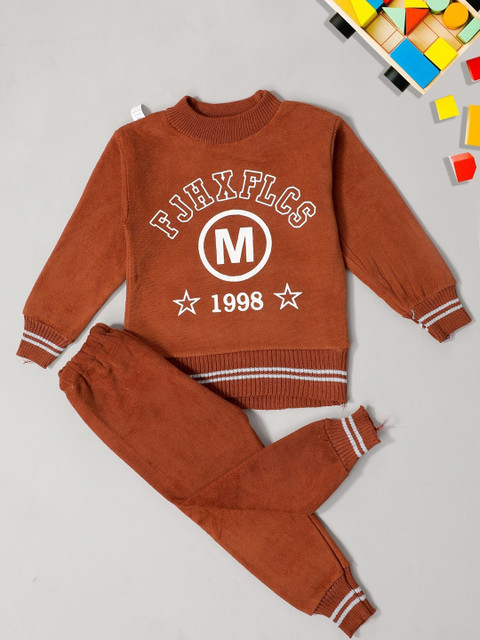 

PASSION PETALS Boys Brown Printed Track Suit