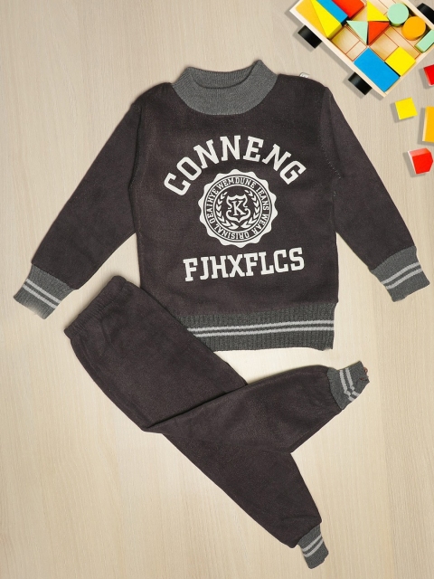 

PASSION PETALS Boys Charcoal Grey Printed Track Suit