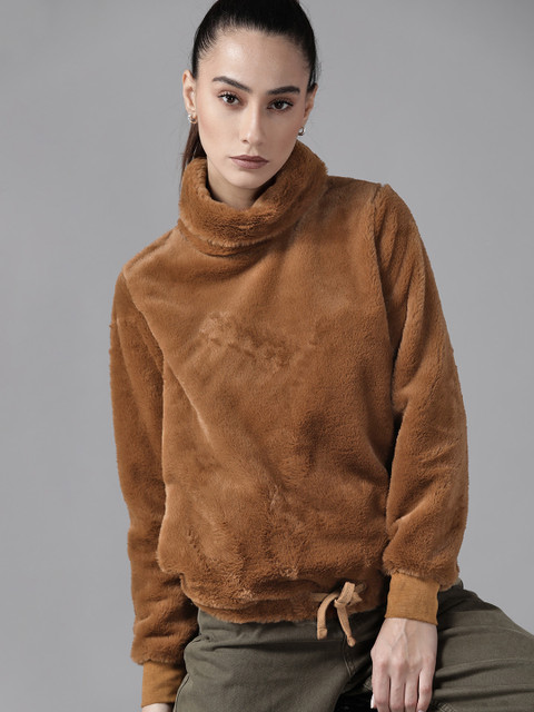 

Roadster Women Brown Solid Sweatshirt