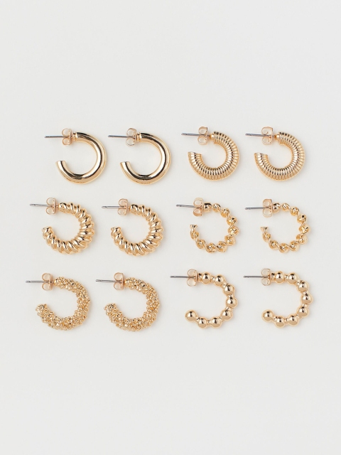 

H&M Womens Gold 6 pairs hoop earrings