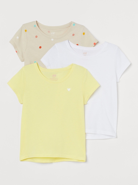 

H&M Girls White & Yellow 3-pack jersey tops