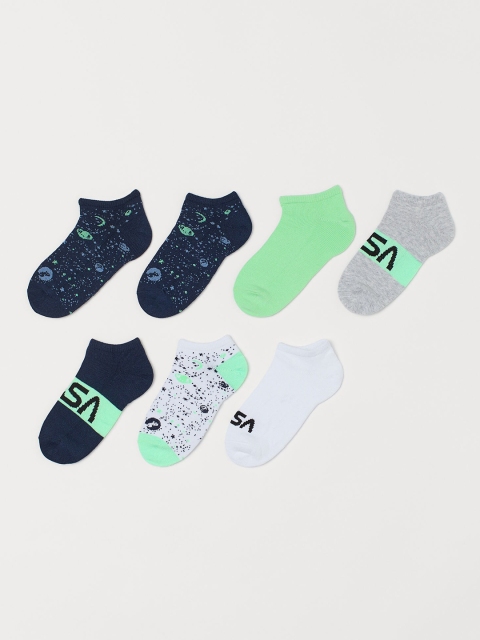 

H&M Boys White & Green 7-Pack Trainer Socks