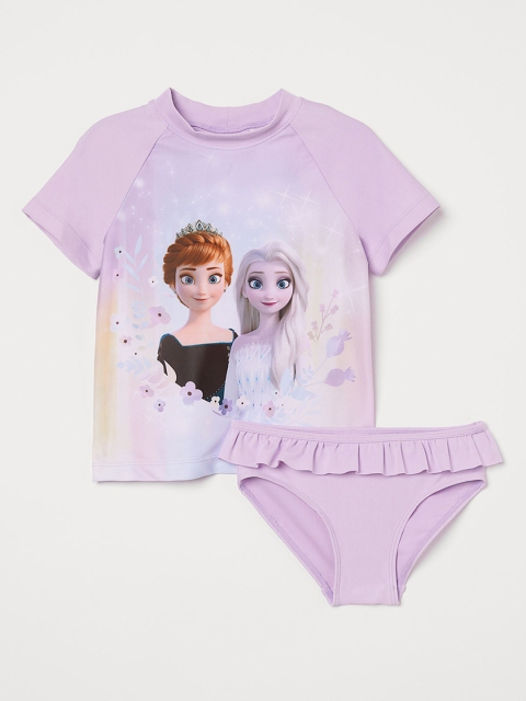 

H&M Girls Purple Printed swim set