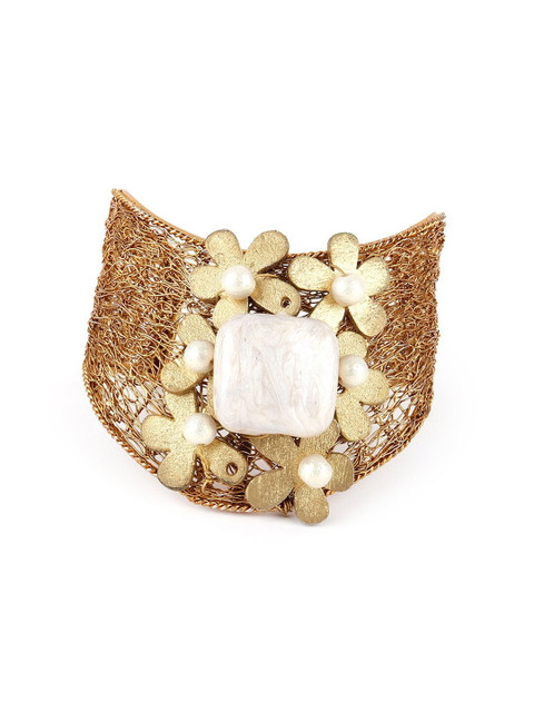 

ODETTE Women Gold-Toned & White Gold-Plated Kada Bracelet